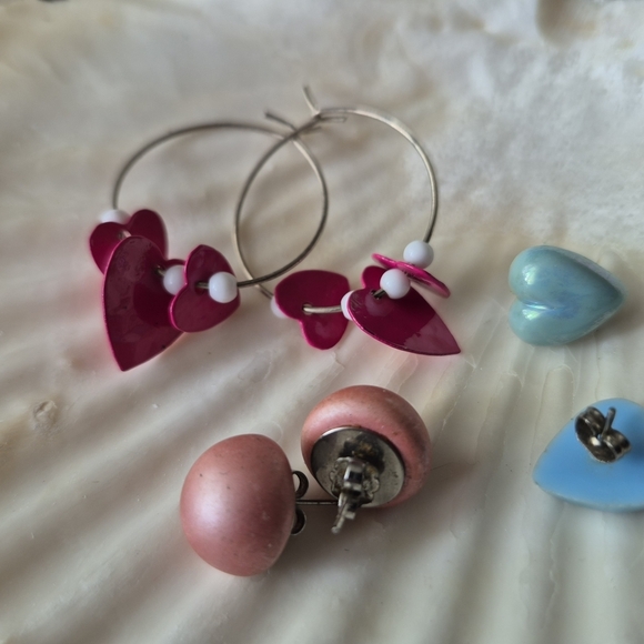 Pink Heart Hoop Earrings - Picture 3 of 4